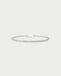 solo product shot of 18k white gold lab grown diamond tennis bracelet on off-white background